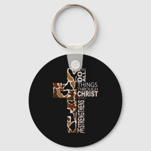 I Can Do All Things Through Christ Christian Camo Key Ring
