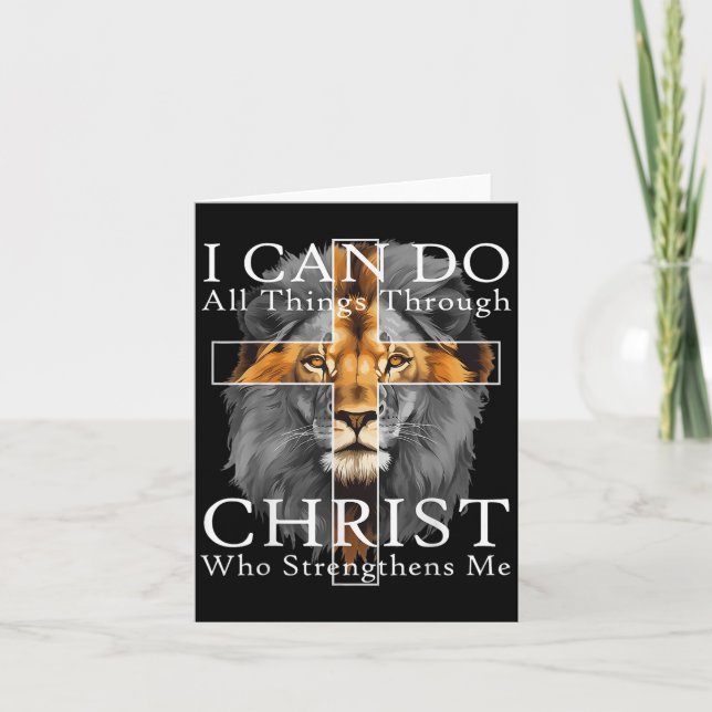 I Can Do All Things Through Christ Christian Lion  Card (Front)