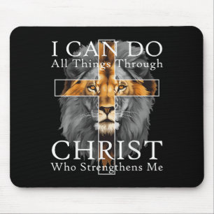 I Can Do All Things Through Christ Christian Lion Mouse Pad