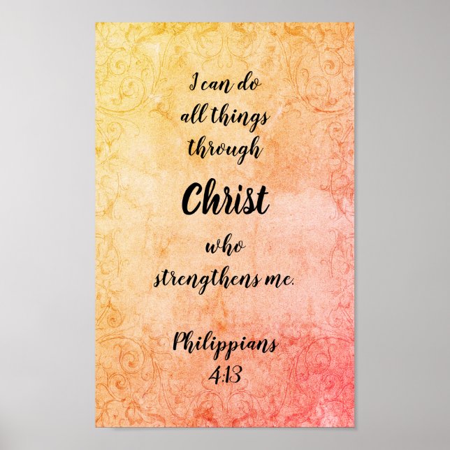 I Can Do All Things Through Christ Colourful Poste Poster (Front)
