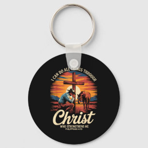 I Can Do All Things Through Christ Cowboy Christia Key Ring