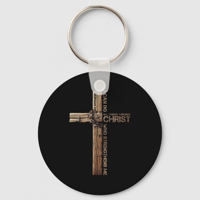 I Can Do All Things Through Christ, Cross Jesus Ch Key Ring (Front)