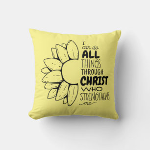 I Can Do All Things Through Christ Daisy Cushion