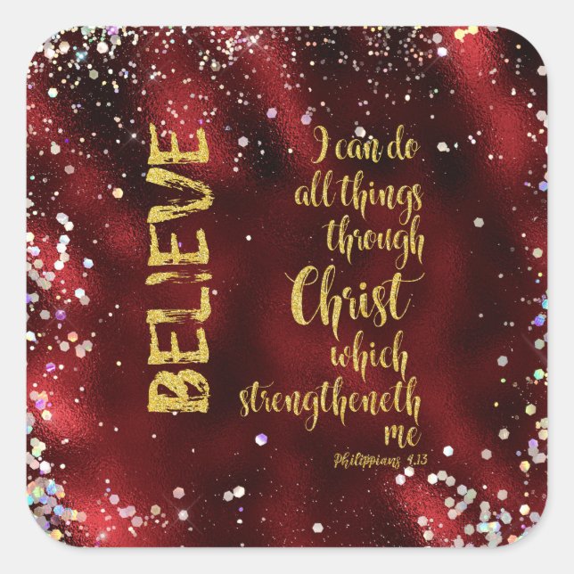  I Can Do All Things Through Christ  KJV Scripture Square Sticker (Front)