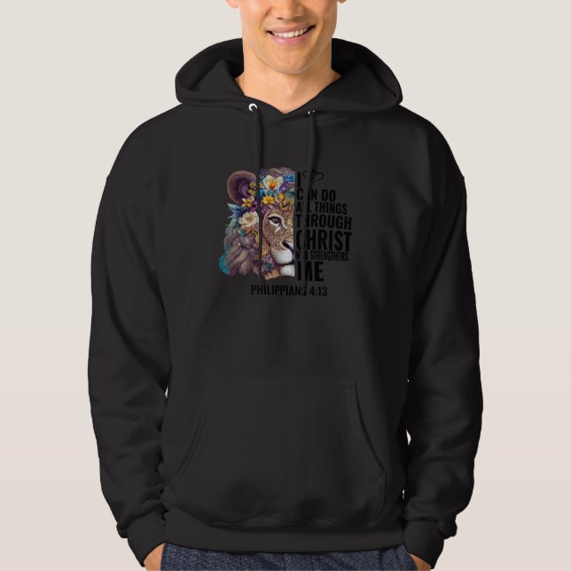 I Can Do All Things Through Christ Lion Bible vers Hoodie (Front)
