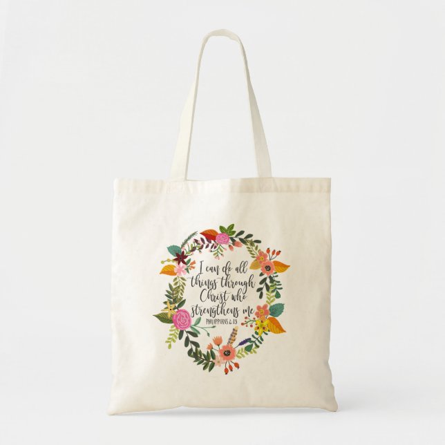 I can do all things through Christ Philippians Tote Bag (Front)