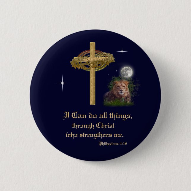 I can do all things through Christ scripture 6 Cm Round Badge (Front)