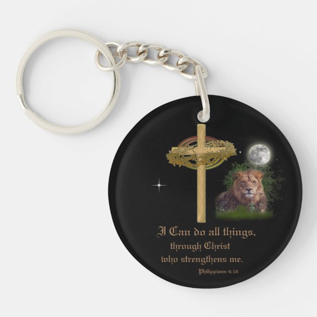I can do all things through Christ scripture Key Ring (Front)