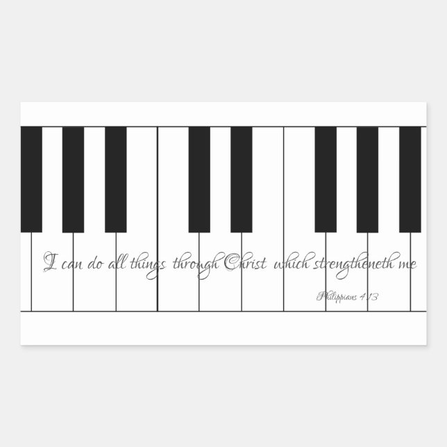 I Can Do All Things through Christ with Piano Keys Rectangular Sticker (Front)