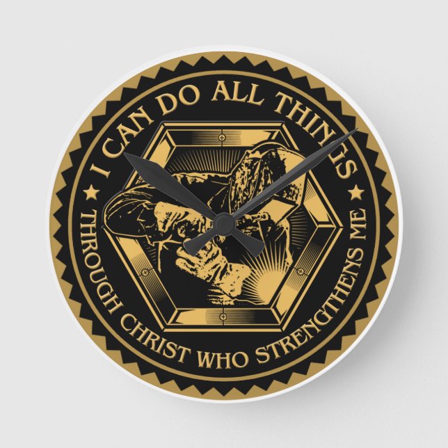 I can do all things Welder, Welder Round Clock (Front)
