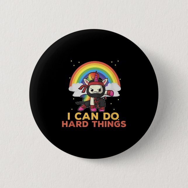 I Can Do Hard Things Rainbow Ninja  6 Cm Round Badge (Front)