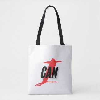 "I Can" Dynamic Red & Black Empowerment Word Art Tote Bag
