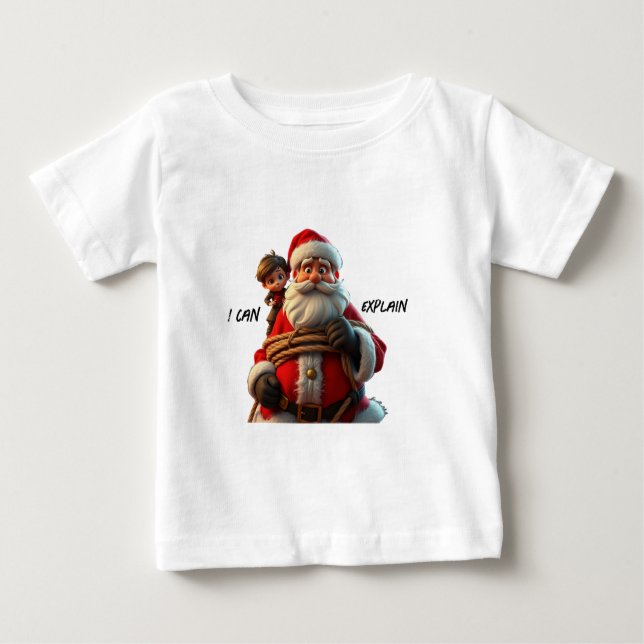 I Can Explain, Cartoon Santa Claus And Little Boy Baby T-Shirt (Front)