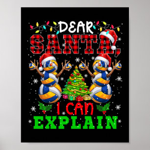 I Can Explain Xmas Snowmen Playing Volleyball Play Poster