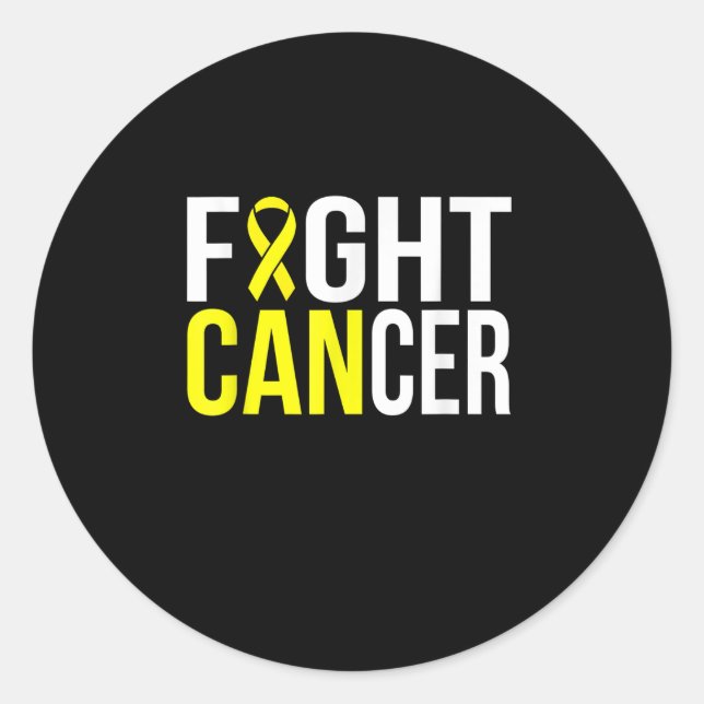 I Can Fight Bladder Cancer Yellow Ribbon Classic Round Sticker (Front)