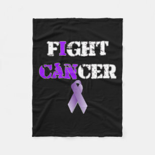 I Can Fight Cancer Purple Ribbon Fleece Blanket