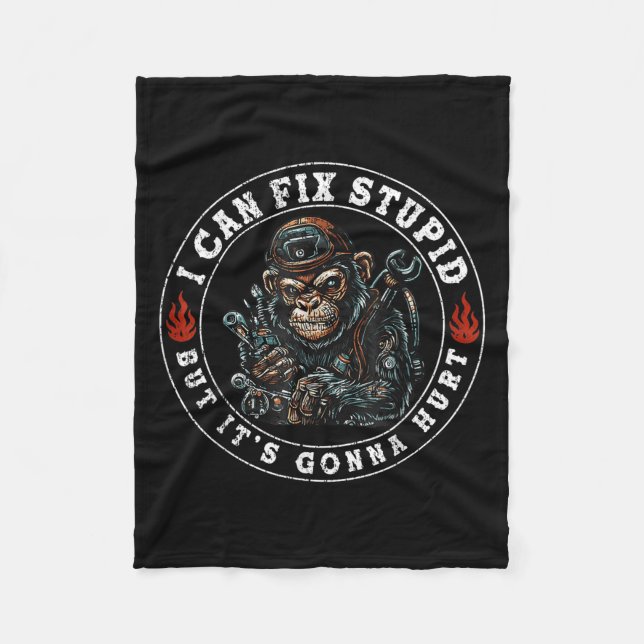 I Can Fix Stud But It's Gonna Hurt Monkey  Fleece Blanket (Front)