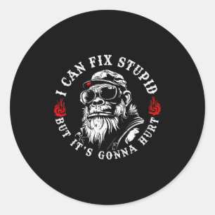 I Can Fix Stud But It's Gonna Hurt Monkey Vintage Classic Round Sticker