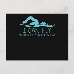 I Can Fly Whats Your Superpower - Funny Swimmer Postcard