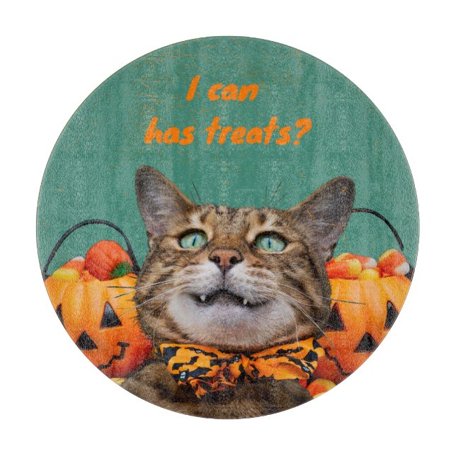 i Can Has Treats Cat Round Cutting Board (Front)