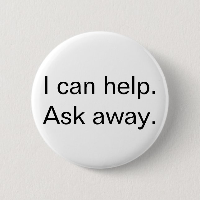 "I can help" Customer service button, white 6 Cm Round Badge (Front)