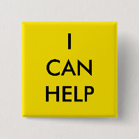 I Can Help Volunteer Button Charity Event Yellow
