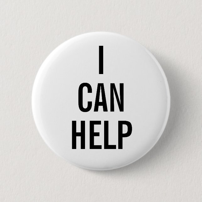 I Can Help Volunteer White Button (Front)