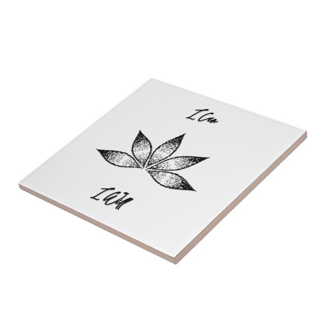 I Can I Will Inspirational Determination Lotus Ceramic Tile (Side)