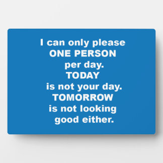 I can only please one person per day plaque