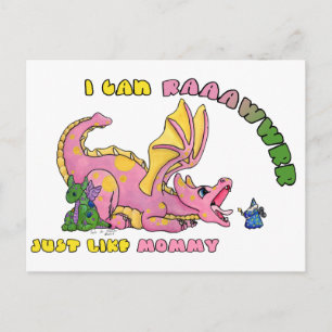 I can RAWR, Just Like Mummy cute baby dragon girl Postcard