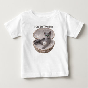 I Can See Your Soul Funny Russian Blue Cat Design Baby T-Shirt
