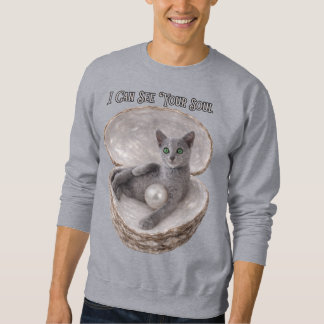 I Can See Your Soul Funny Russian Blue Cat Design Sweatshirt
