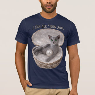 I Can See Your Soul Funny Russian Blue Cat Design T-Shirt