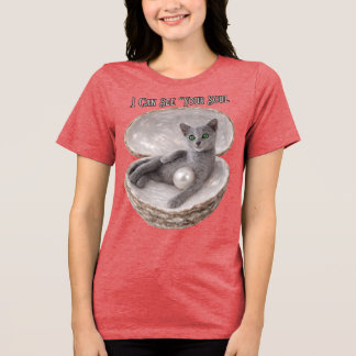 I Can See Your Soul Funny Russian Blue Cat Design Tri-Blend Shirt