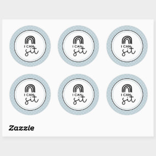 I can sit rainbows and polka dots baby milestone classic round sticker