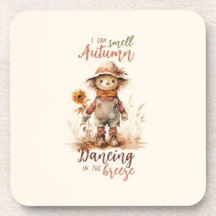 I Can Smell Autumn – Rustic Scarecrow & Sunflower Coaster