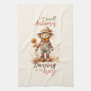 I Can Smell Autumn – Rustic Scarecrow & Sunflower Tea Towel