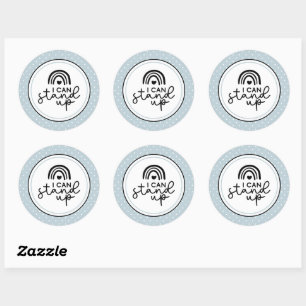 I can stand up rainbows and polka dots milestone classic round sticker