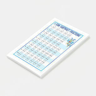 I Can Subtract Fractions - Blue Post-It Notes