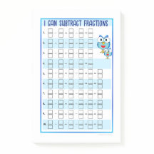 I Can Subtract Fractions - Blue Post-It Notes