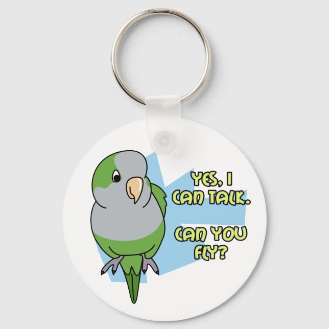 I Can Talk Quaker Parakeet Keychain (Front)