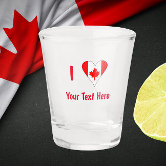 I (Canadian Flag Heart) Your Text Red Shot Glass