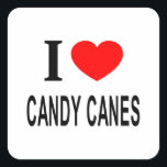 I ❤️ CANDY CANES I LOVE CANDY CANES I HEART CANDY  SQUARE STICKER<br><div class="desc">I ❤️ CANDY CANES I LOVE CANDY CANES I HEART CANDY CANES - Do you?</div>