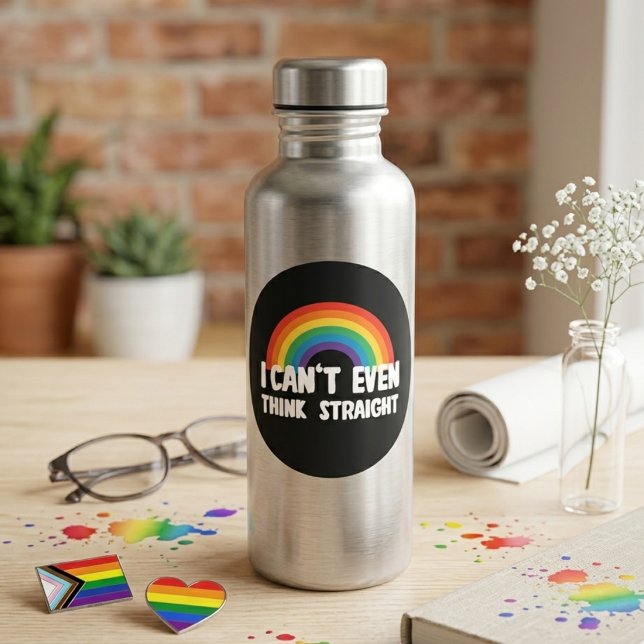 I Cant Even Think Straight Rainbow Pride Quote Classic Round Sticker (Creator Uploaded)