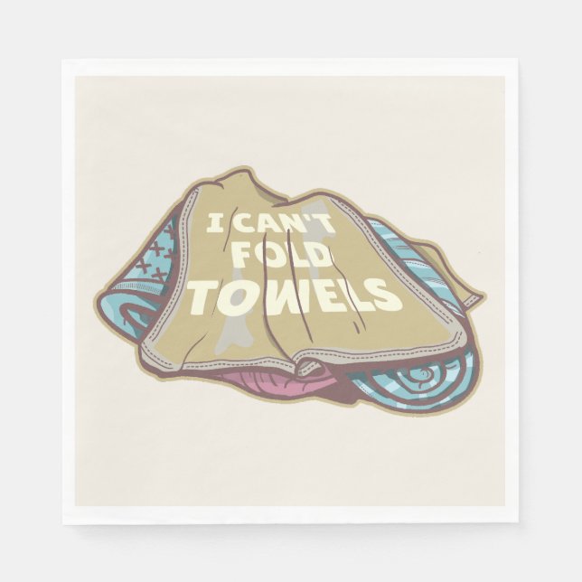 I can't fold towels funny laundry day napkin (Front)