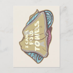 I can't fold towels funny laundry day postcard