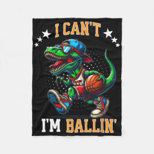 I Can't I'm Lling Sketll Dinosaur T Rex Boys Kids Fleece Blanket