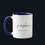 I can't say I do without You Bridesmaid Proposal  Mug<br><div class="desc">Delight your bridesmaids with the Bridesmaid Name "I Can't Say I Do Without You" blue two tone Coffee Mug, a perfect addition to your bridesmaid proposal package. This personalised mug showcases an elegant script font that beautifully displays your friend's name, accompanied by modern typography for the title "bridesmaid." The heartfelt...</div>