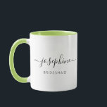 I can't say I do without You Bridesmaid Proposal  Mug<br><div class="desc">Delight your bridesmaids with the Bridesmaid Name "I Can't Say I Do Without You" green two tone Coffee Mug, a perfect addition to your bridesmaid proposal package. This personalised mug showcases an elegant script font that beautifully displays your friend's name, accompanied by modern typography for the title "bridesmaid." The heartfelt...</div>