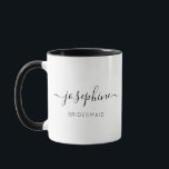 I can't say I do without You Custom Bridesmaid  Mug<br><div class="desc">Delight your bridesmaids with the Bridesmaid Name "I Can't Say I Do Without You" Coffee Mug, a perfect addition to your bridesmaid proposal package. This personalised mug showcases an elegant script font that beautifully displays your friend's name, accompanied by modern typography for the title "bridesmaid." Black white tone mug (see...</div>